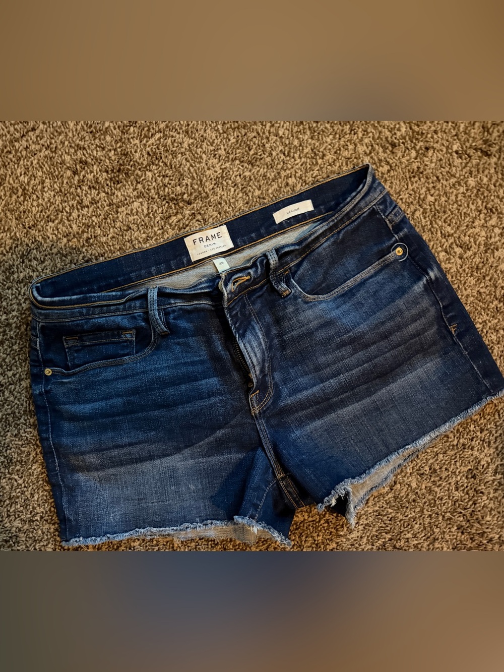 Frame Denim Navy Blue Frayed Hem Cutoff Shorts